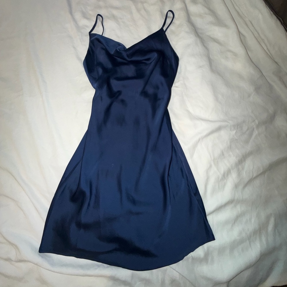 Urban Outfitters Navy Cowl Neck Slip Dress
